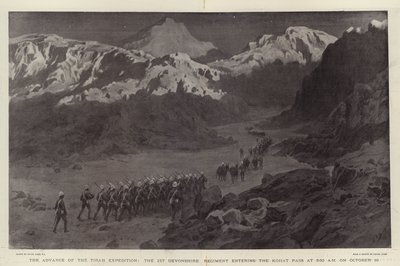 The Advance of the Tirah Expedition, the 1st Devonshire Regiment Entering the Kohat Pass at 3:30 AM on 10 October by Frank Dadd